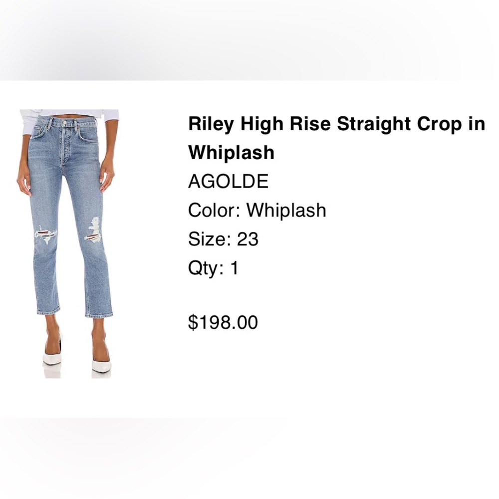 Agolde Riley High Rise Straight Crop Jeans